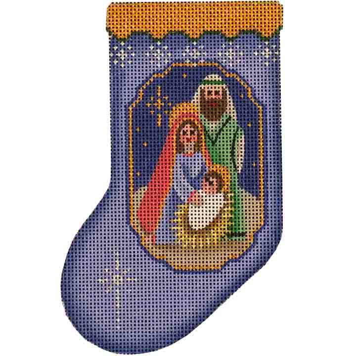 click here to view larger image of Mini Sock - Nativity (hand painted canvases)