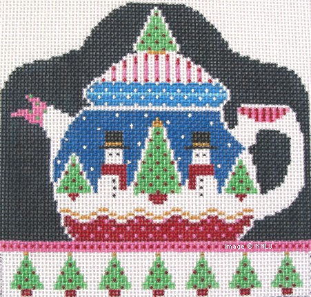 click here to view larger image of Christmas Teapot (hand painted canvases)