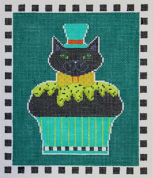 click here to view larger image of Black Cat Cupcake (hand painted canvases)