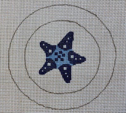 click here to view larger image of Button Cover - Blue Starfish (hand painted canvases)