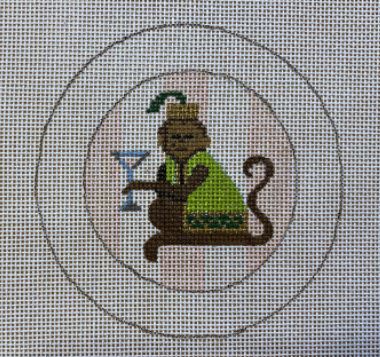 click here to view larger image of Button Cover - Monkey Drinking (hand painted canvases)
