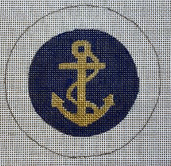 click here to view larger image of Button Cover - Gold Anchor on Navy (hand painted canvases)