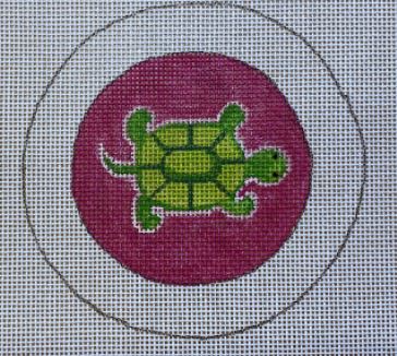 click here to view larger image of Button Cover - Turtle on Pink (hand painted canvases)