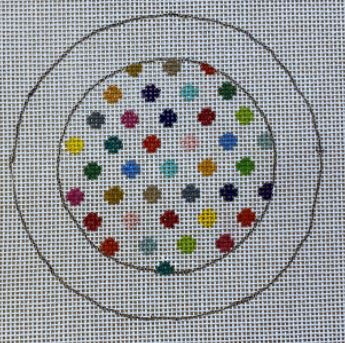 click here to view larger image of Button Cover - Multi Dots (hand painted canvases)