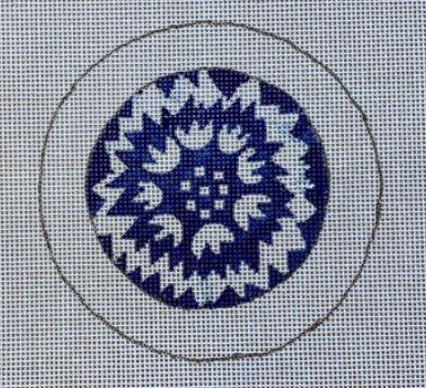 click here to view larger image of Button Cover - Sunflower in Navy (hand painted canvases)