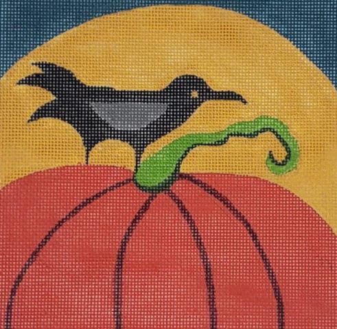 click here to view larger image of Crow on Pumpkin (hand painted canvases)