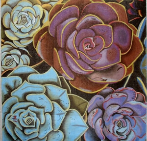 click here to view larger image of Succulant Collage (hand painted canvases)