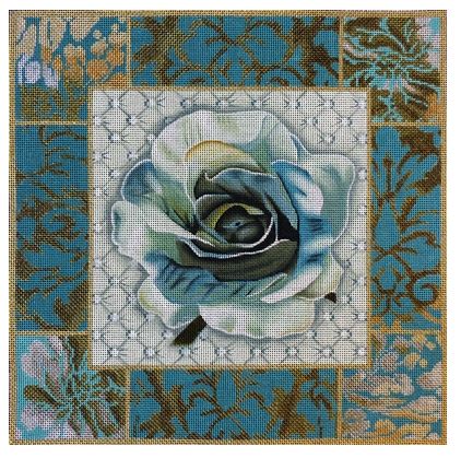 click here to view larger image of Teal Rose Collage (hand painted canvases)