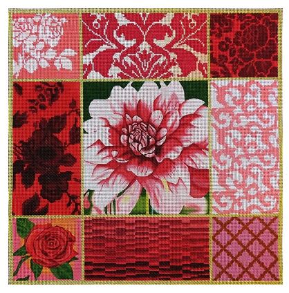 click here to view larger image of Pink Dahlia Collage (hand painted canvases)