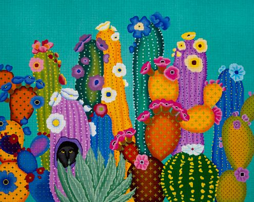 click here to view larger image of Cactus Smacked - Rug (hand painted canvases)