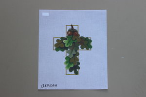 click here to view larger image of Oak Leaves Cross (hand painted canvases)
