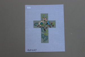 click here to view larger image of Summer Floral Cross (hand painted canvases)
