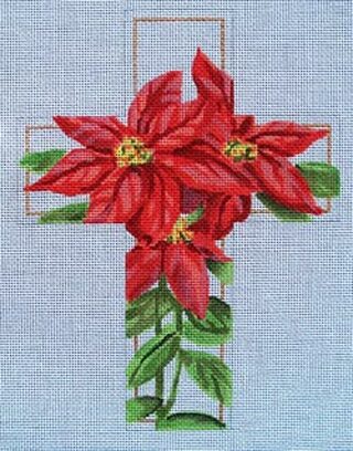 click here to view larger image of Poinsettias Cross (hand painted canvases)