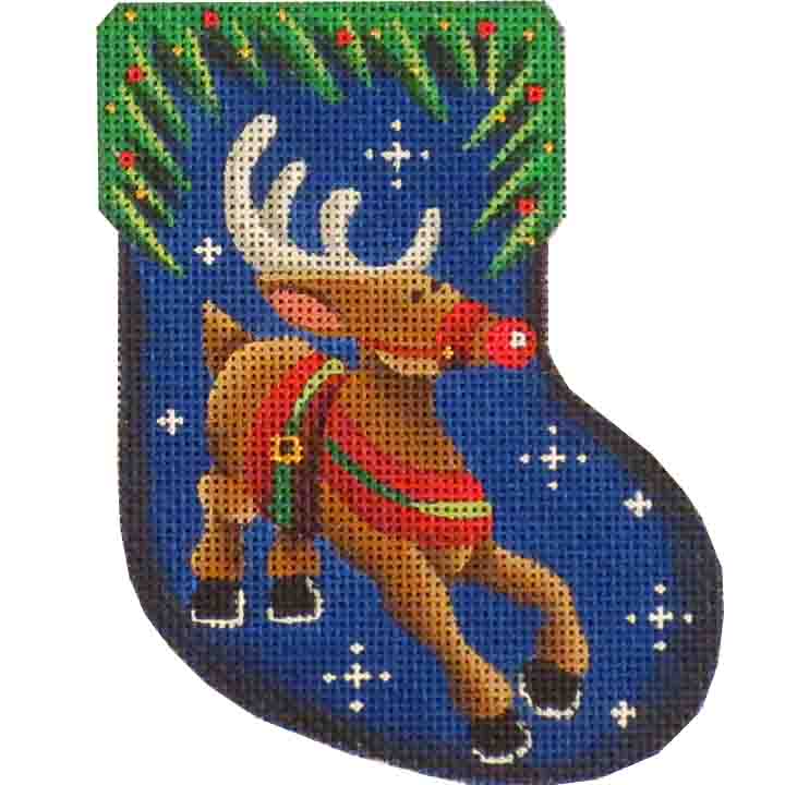 click here to view larger image of Rudolph Mini Sock (hand painted canvases)