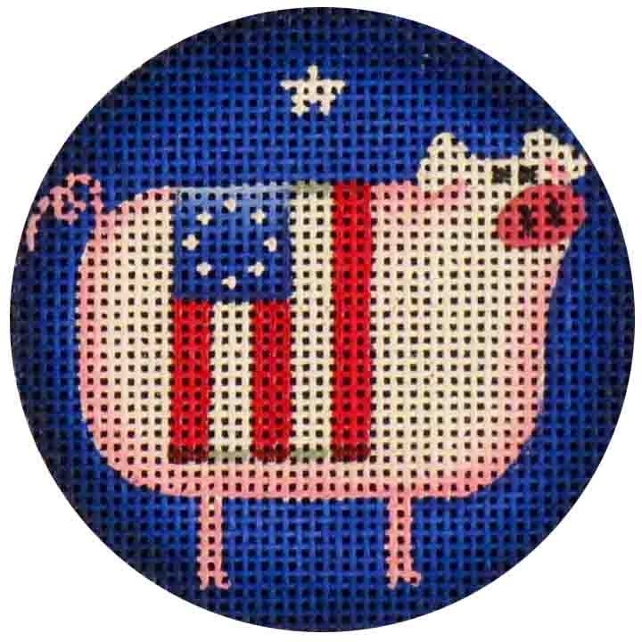 click here to view larger image of Patriotic Pig (hand painted canvases)