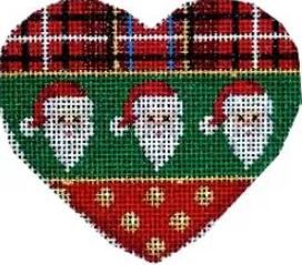 click here to view larger image of Plaid/Santas/Dots Heart (hand painted canvases)