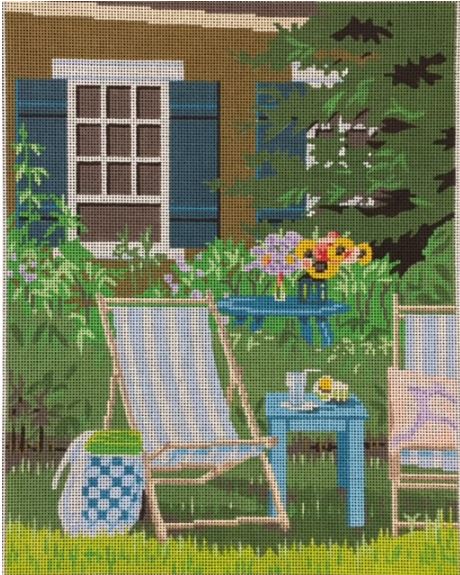 click here to view larger image of Porch Striped Chair (hand painted canvases)