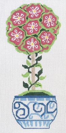 click here to view larger image of Small Pink Primrose Topiary (hand painted canvases)