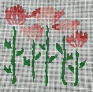 click here to view larger image of Precious Poppies - Coral (hand painted canvases)