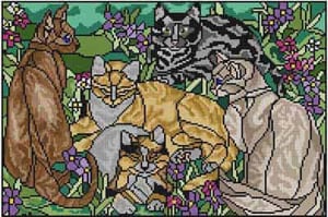 click here to view larger image of Stained Glass Cats (hand painted canvases)