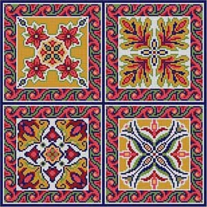 click here to view larger image of Oriental Tiles (hand painted canvases)