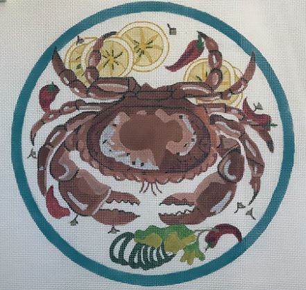 click here to view larger image of Red Crab w/Lemons (hand painted canvases)