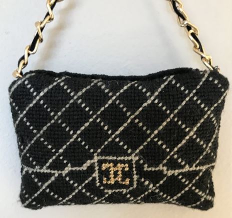click here to view larger image of Chanel Inspired Mini Purse Ornament (hand painted canvases)