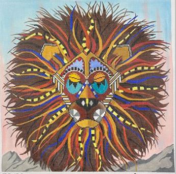 click here to view larger image of Tribal Mask - Lion (hand painted canvases)