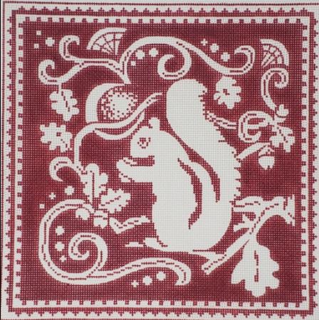 click here to view larger image of Squirrel Toile Red (hand painted canvases)