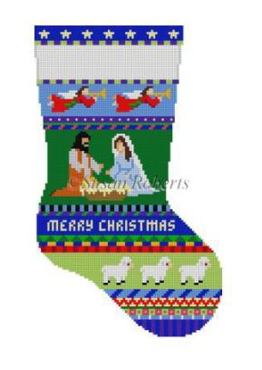 click here to view larger image of Bold Stripe Nativity Stocking (hand painted canvases)