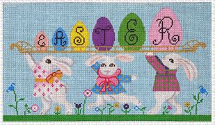 click here to view larger image of Easter Bunnies Carrying Eggs (hand painted canvases)