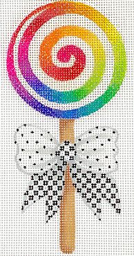 click here to view larger image of Rainbow Swirl Lollipop w/Bow (hand painted canvases 2)