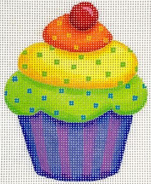 click here to view larger image of Rainbow Cupcake w/Cherry (hand painted canvases 2)