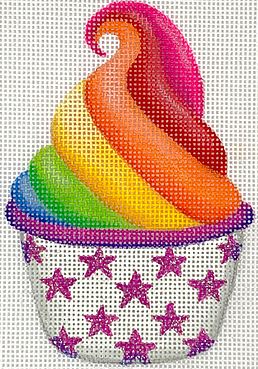 click here to view larger image of Rainbow Soft Serve in Starry Cup (hand painted canvases 2)