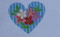 click here to view larger image of Heart - Phlox on Blue Stripes (hand painted canvases)