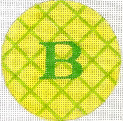 click here to view larger image of Criss Cross Lemon/Lime - Bright Green Letter (hand painted canvases 2)