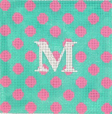 click here to view larger image of Bright Pink Polka Dot w/White Letter (hand painted canvases 2)