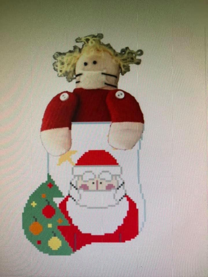 click here to view larger image of Masked Santa w/Girl (hand painted canvases)