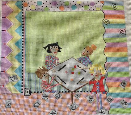 click here to view larger image of Mahjong Girls at Play (hand painted canvases)