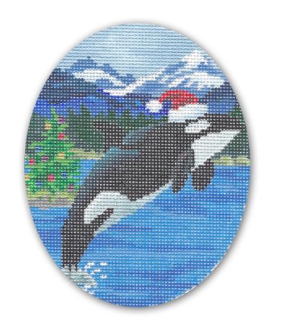 click here to view larger image of Orca w/Santa Hat  (hand painted canvases)
