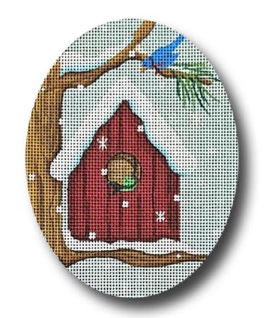 click here to view larger image of Birdhouse on Branch  (hand painted canvases)