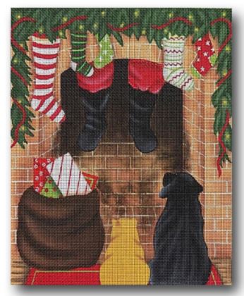 click here to view larger image of Santa Coming Down Chimney (hand painted canvases)