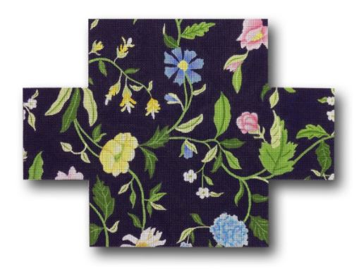 click here to view larger image of Flowers on Navy (hand painted canvases)