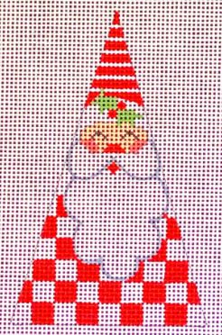 click here to view larger image of White/Red Checkered Santa - Triangle    (hand painted canvases)