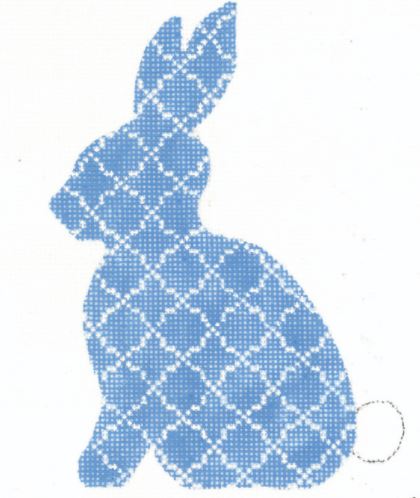 click here to view larger image of Sky Blue Quatrefoil Standing Hare   (hand painted canvases)