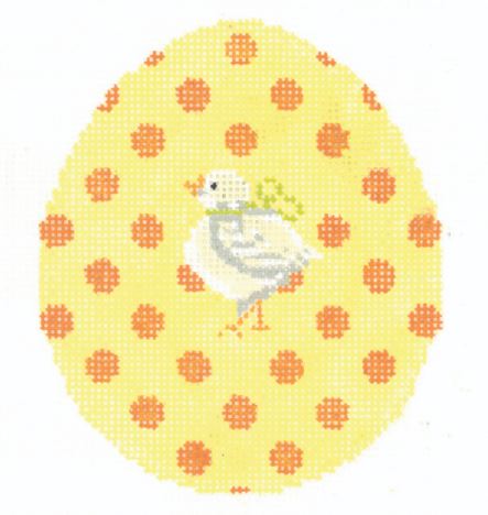click here to view larger image of Orange Polka-Dot on Yellow Chick Egg (hand painted canvases)