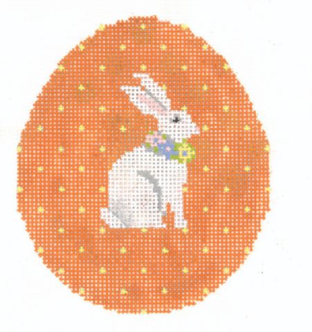 click here to view larger image of Oange Pin Dot Bunny Egg (hand painted canvases)