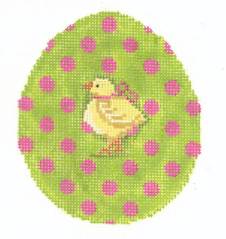 click here to view larger image of Fuchsia Polka-Dot on Lime Chick Egg (hand painted canvases)