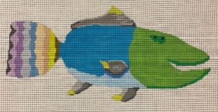 click here to view larger image of Green Electric Blue Fish (hand painted canvases)