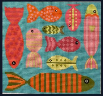 click here to view larger image of Fish Pillow (hand painted canvases)